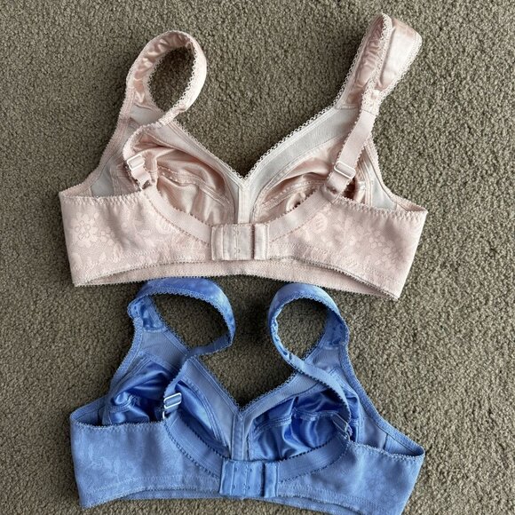 Vintage Playtex Underscore Bra Womens Satin Lingerie Soft Cup 36B Pink Blue - Picture 7 of 7